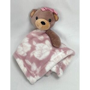 Lila & Jack Brown Plush Bear Pink Floral Blanket Lovey